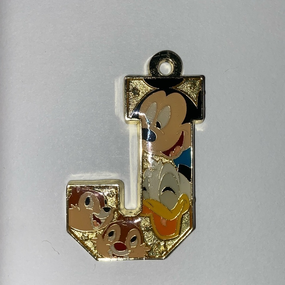 Disney Parks Letter J Mickey Donald Chip Dale Pendant For Necklace Keychain ETC